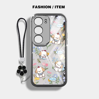 สําหรับ Vivo Y04 Y29S Y29 Y19S Y21d Y31d Y31 V29E Y200 5G 4G S17 V29 S17T 5G น่ารักลูกสุนัข Anti Fall โทรศัพท์ป้องกันกรณีดอกไม้เชือกแขวน