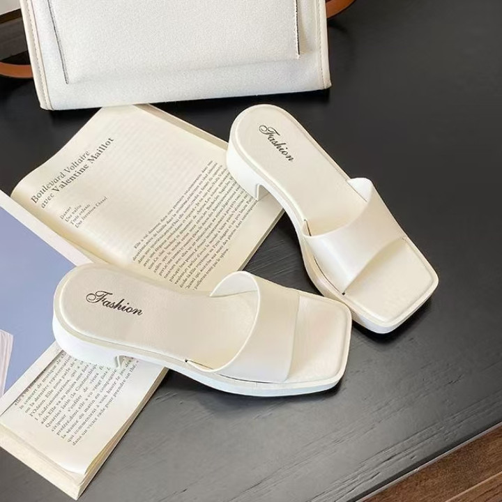 🍓EnJoy🍓พร้อมส่ง (LT-677) รองเท้าส้นตึกแบบสวม คอลเลคชั่นใหม่ แมทลุคง่าย พื้นนิ่ม ใส่สบาย มี 3สีให้เลือก - รูปที่ 5