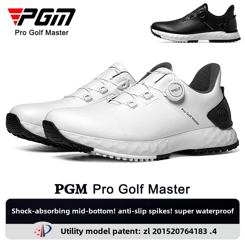 PGM XZ358 รองเท้ากอล์ฟรองเท้ากีฬาผู้ชายสวมใส่สบายกันกระแทกลูกบิดลูกไม้กันน้ําและกันลื่นด้านข้างกอล์ฟเพิ่มความสูงรองเท้า