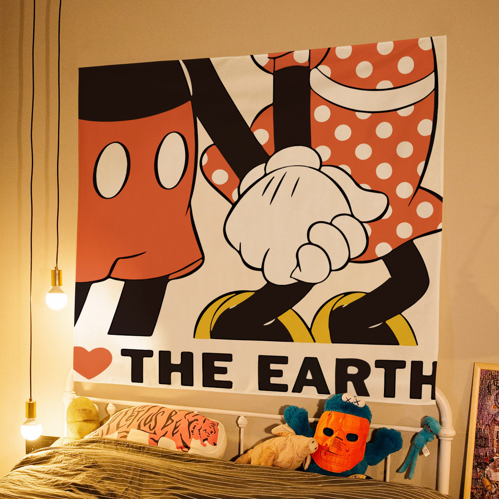 การ์ตูนมิกกี้แขวนผ้าน่ารักโดนัลด์ดั๊กมินนี่ห้องเด็กตกแต่งพื้นหลังผ้าห้องภาพพรมผนังผ้า - รูปที่ 2