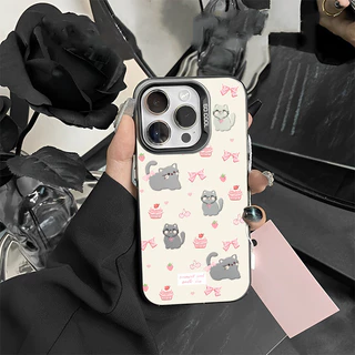 แมวโบว์น่ารัก เคสไอโฟนหรูหราไฮโซ เคสโทรศัพท์ For iPhone 11 13 12 14 15 16 Pro Max 8P 7Plus X XR XS Max SE เคส กันกระแทก