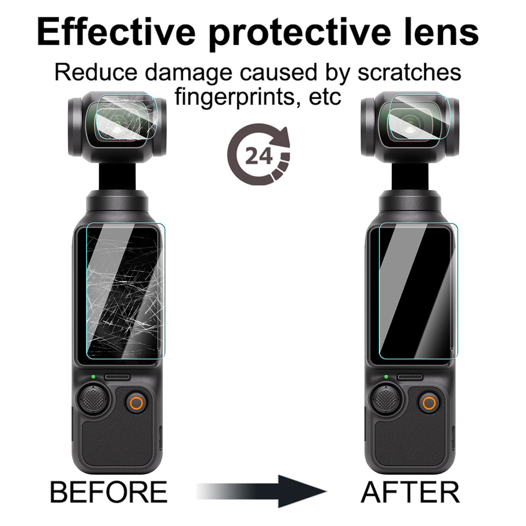 10-in-1 ฟิล์มกระจกนิรภัย - สําหรับ DJI Osmo Pocket 3 LCD - ความแข็ง 9H ป้องกันรอยขีดข่วน กันกระแทก - ชุดฝาครอบป้องกันสําหรับ DJI - ฟิล์มกันรอยหน้าจอและฟิล์มเลนส์กล้อง