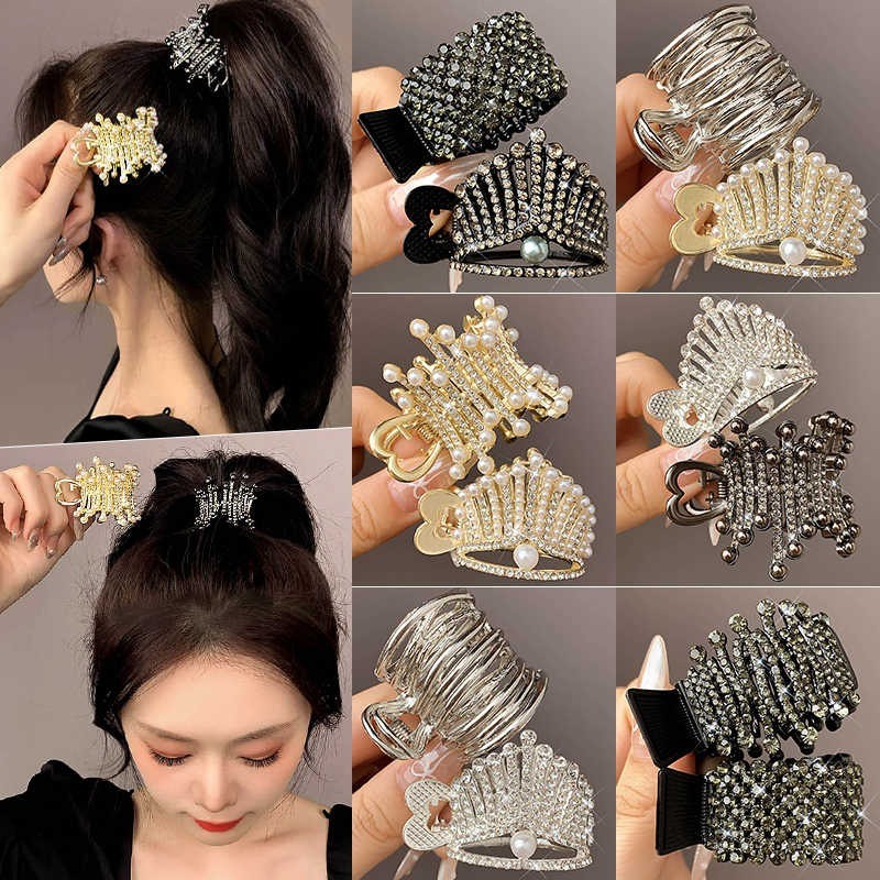 เครื่องประดับศีรษะหญิงแบบคลิปหนีบโลหะหางม้าสูงเกาหลี