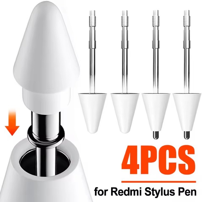 4 ชิ้นสําหรับ Xiaomi Redmi Inspiration Stylus Nibs - เปลี่ยนปลายสไตลัส - การเขียนการวาดภาพแท็บเล็ตดินสอ Nib - โลหะการสึกหรอความไวแสงสูง - เปลี่ยนปลายปากกาสัมผัส - เสียงรบกวน