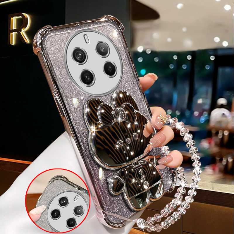 กันกระแทก เคสสําหรับRealme 12 pro 5g realme 12 PLUS + 5Gประกายสีชมพูเคสโทรศัพท์กระต่ายกระจกแต่งหน้าพร้อมที่วางซิลิโคนTPU Soft case XXXDA ราคา ถูกที่สุด ดีลบีเคเค แกลเลอรีภาพที่ 9