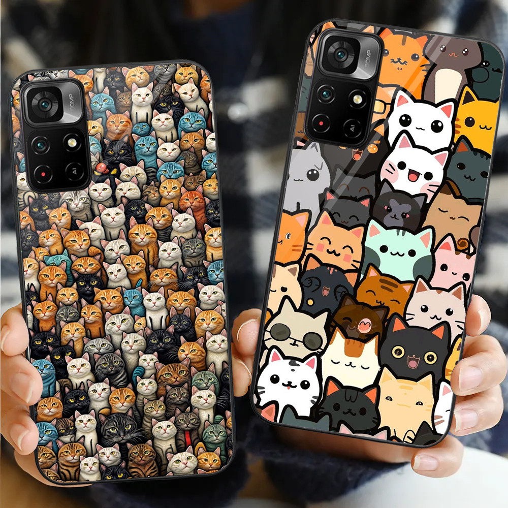 น่ารักขนมหวานแมว 05 แก้วสําหรับ Xiaomi POCO F3 F4 F5 M3 M4 M5 M6 4G X3 X4 GT NFC X5 X6 PRO 5G