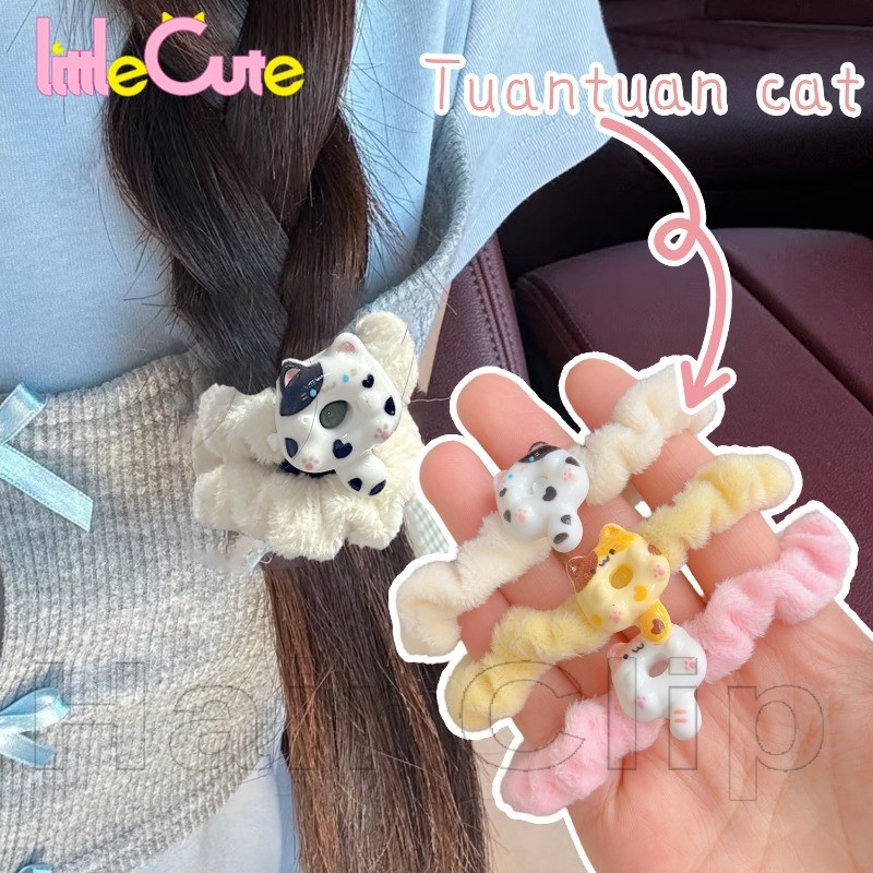 2ชิ้นน่ารักตุ๊กตาเชือกผม-ยืดหยุ่น,ลื่น,ไร้ร่องรอย-ผมหางม้าสูง-อุปกรณ์ผม-แหวนผมลายแมว-สําหรับสาว,เด็กทุกวันสวมใส่