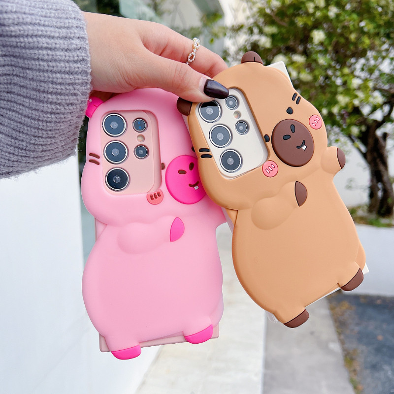 น่ารักการ์ตูน Capybara เคสโทรศัพท์สําหรับ Samsung Galaxy S25 Ultra S25 + M34 M53 A16 A06 S24 FE A15 