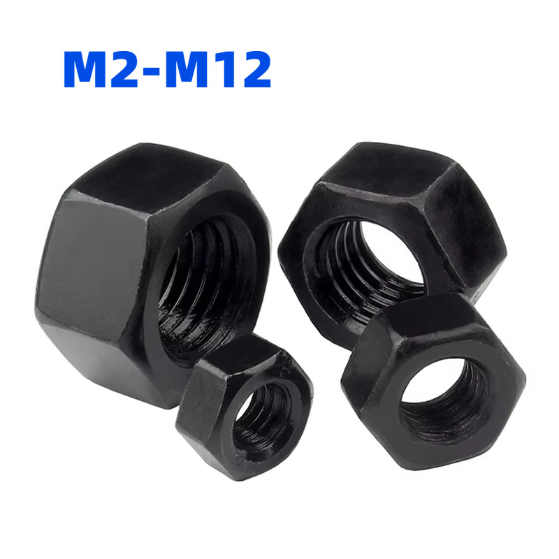 [HKH] น็อตหกเหลี่ยม M2 M2.5 M2.6 M3 M3.5 M4 M5 M6 M8 M10 M12 สีดํา arabon Steel Hexagon Nut สกรูหมวก