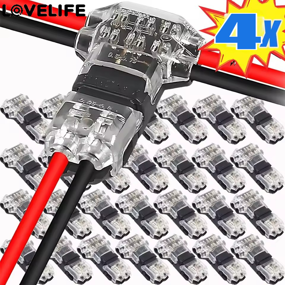 2pin LED เครื่องเสียงรถยนต์ Universal Compact Wire Connector - การเชื่อมต่อสายไฟ Self-Stripping - T/H SHAPE Conductor - Quick Splice Crimp Terminal Block - สําหรับ LED Strip ยานยนต์