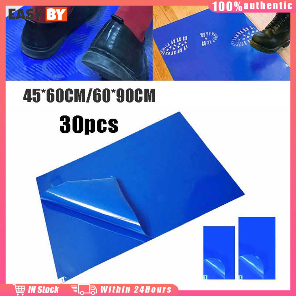 จัดส่งรวดเร็ว 1แผ่นมี30ชั้น แผ่นกาวดักฝุ่น Sticky Mat Blue แบบPE ขนาด60*90ซม.ดักฝุ่น