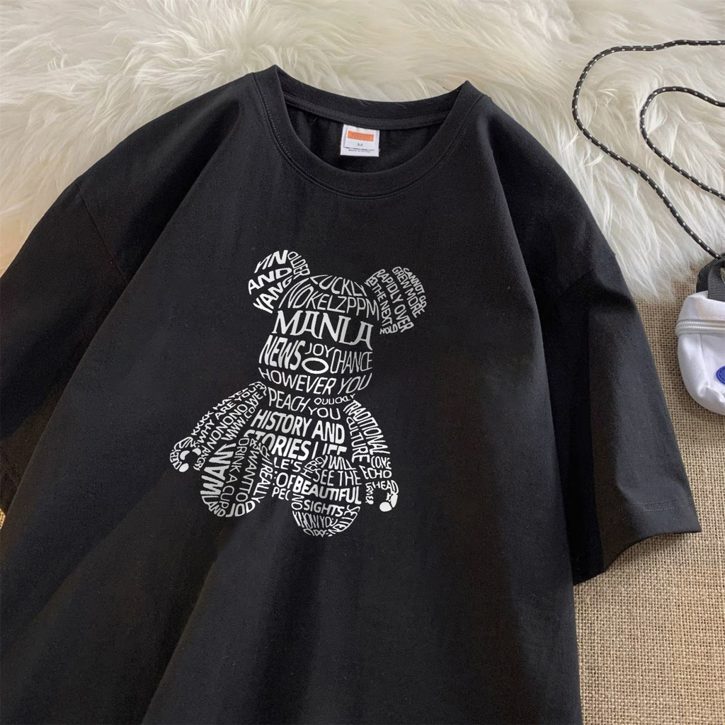 Pofloret เสื้อวินเทจ oversize วินเทจละแฟชั่นพิมพ์ลาย สไตล์เกาหลี ใส่ได้ทั้งชายและหญิง I000939