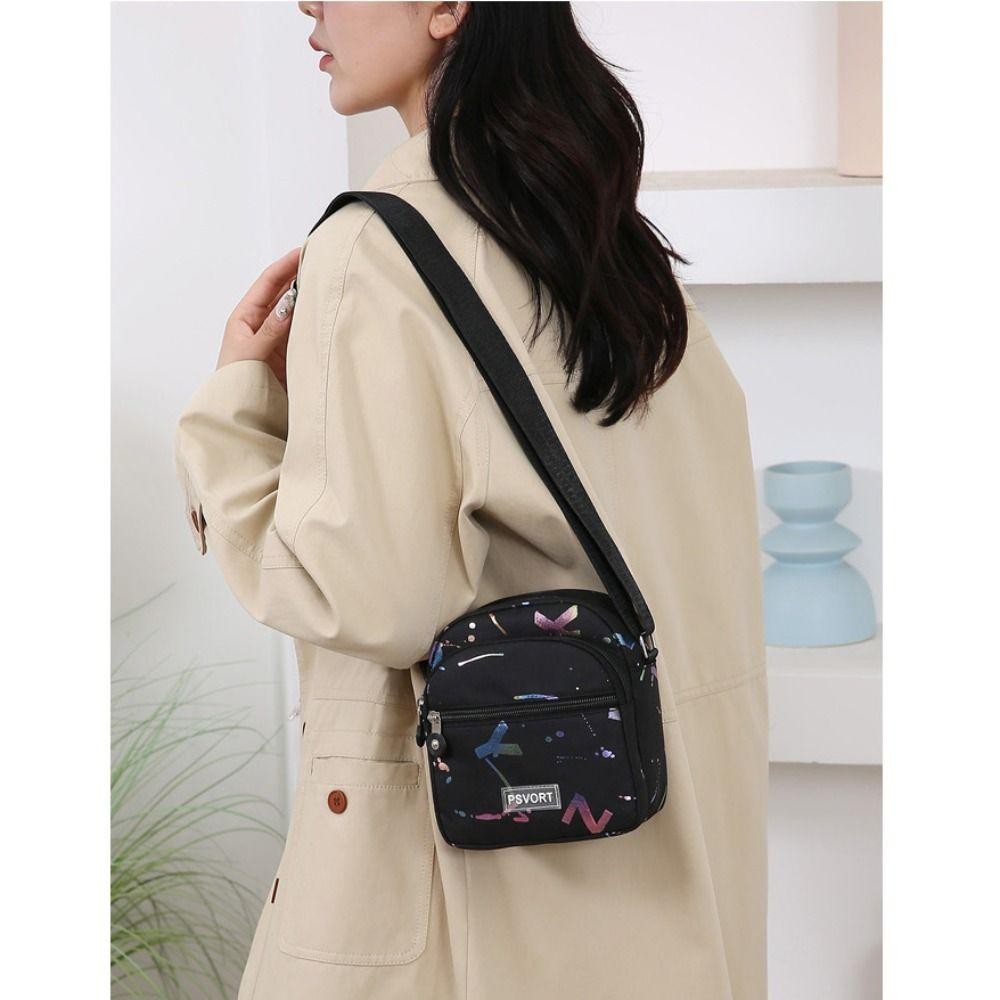 CNXIQU กระเป๋าสะพายไหล่,ไนลอนมินิกระเป๋าสะพายข้าง, Causal Multi Layer Purse Women