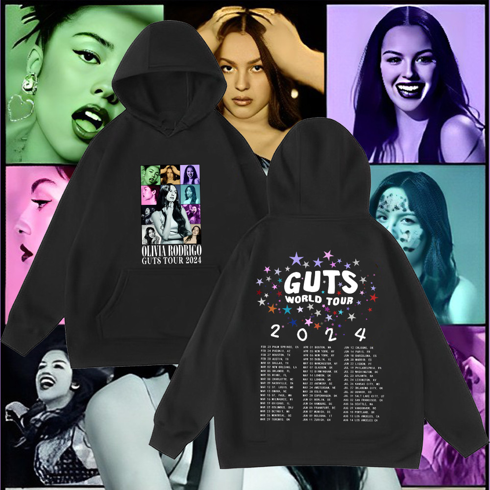 (จัดส่งทันที) ใหม่ 2025 Olivia Rodrigo hoodie Guts World Tour เสื้อฮู้ด ผ้าฝ้ายแท้ G03