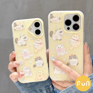 น่ารักแมวสุนัขเคลือบโทรศัพท์มือถือกรณีเข้ากันได้สําหรับ ไอโฟน 16 15 14 13 มือโปร สูงสุด 16โปรแม็กซ์ รูใหญ่ช็อกทนป้องกัน ทีพียู + พีซี 2 ใน 1 ปกหลัง