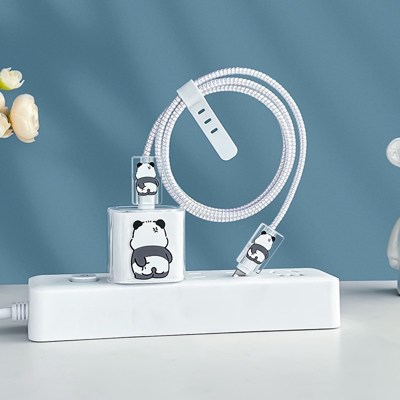 เคสโทรศัพท์แพนด้าสําหรับเครื่องชาร์จ Apple 20W/18W - ฝาครอบตัวป้องกันถ้วยชาร์จเร็วพร้อมคลิปหนีบสายไฟและที่เก็บสายไฟ - รูปที่ 4