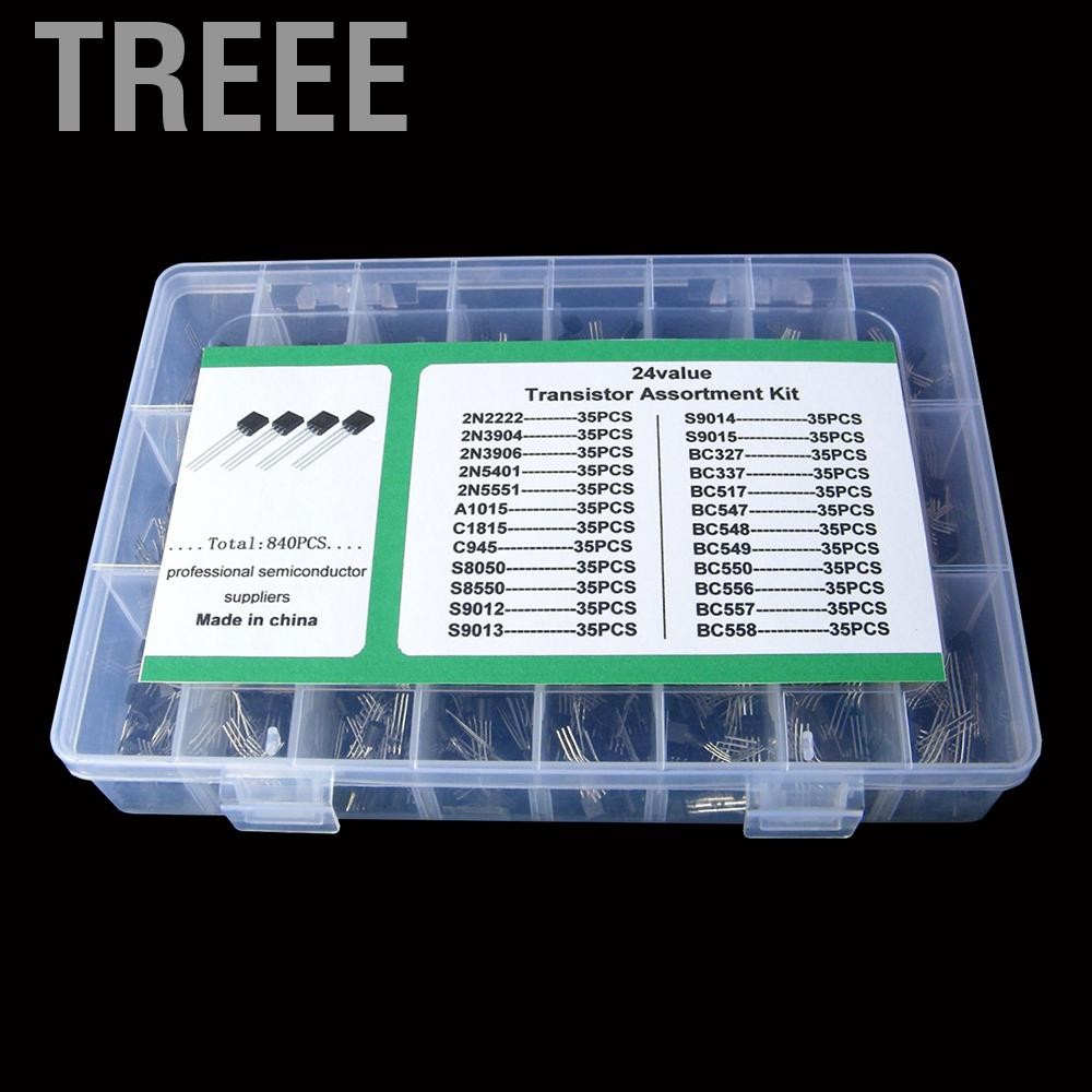 Treee Treee-th 840pcs/Box 24 ค่า TO-92 Transistor Sustortment Kit BC327 BC337 BC547 2N2222 3904 3906