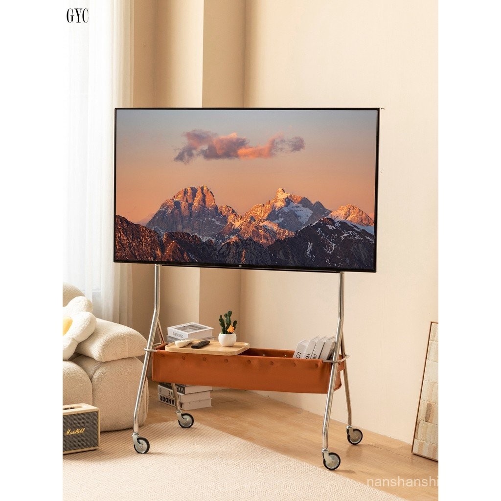 GYC Replica Smooth TV Mobile Stand with Wheels Retro Floor-Stand Living Room TV Stand Cabinet 133-26