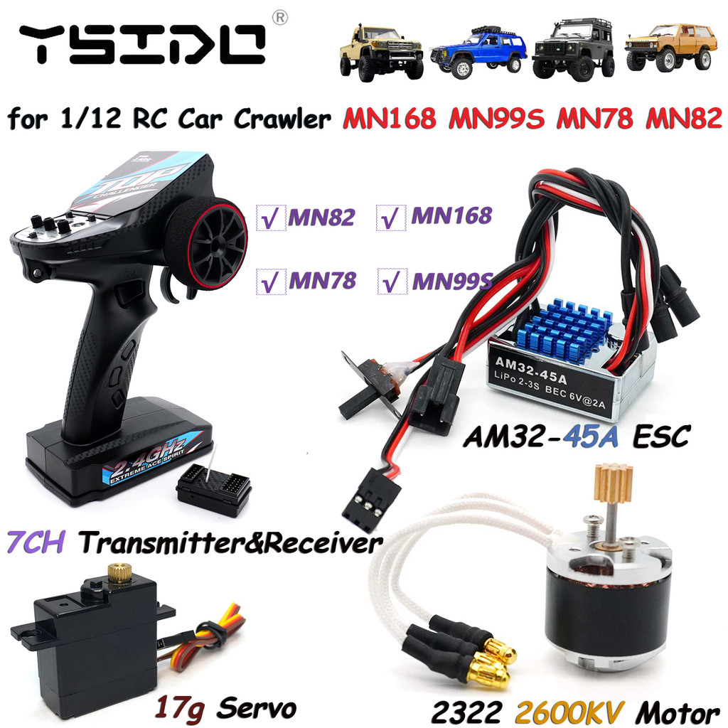 2322 3500KV RC Outrunner Crawler มอเตอร์ไร้แปรง 45A เปลือกโลหะ ESC 7CH เครื่องส่งสัญญาณ 21G Digital Servo Parameter Adjuster ชุดอัพเกรดสําหรับ MN82 MN99S MN168 MN78 รถ
