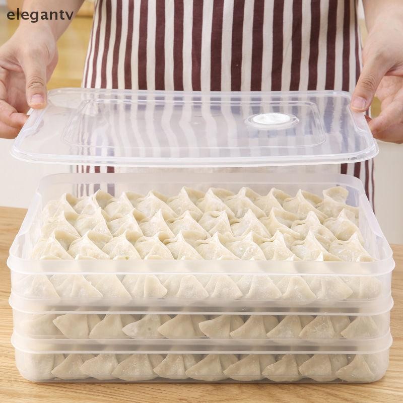 EGN ห้องครัวกล่องเกี๊ยวภาชนะเก็บอาหารตู้เย็นกล่องเก็บของสด Multi-Layer โปร่งใส Dumpling กล่อง N