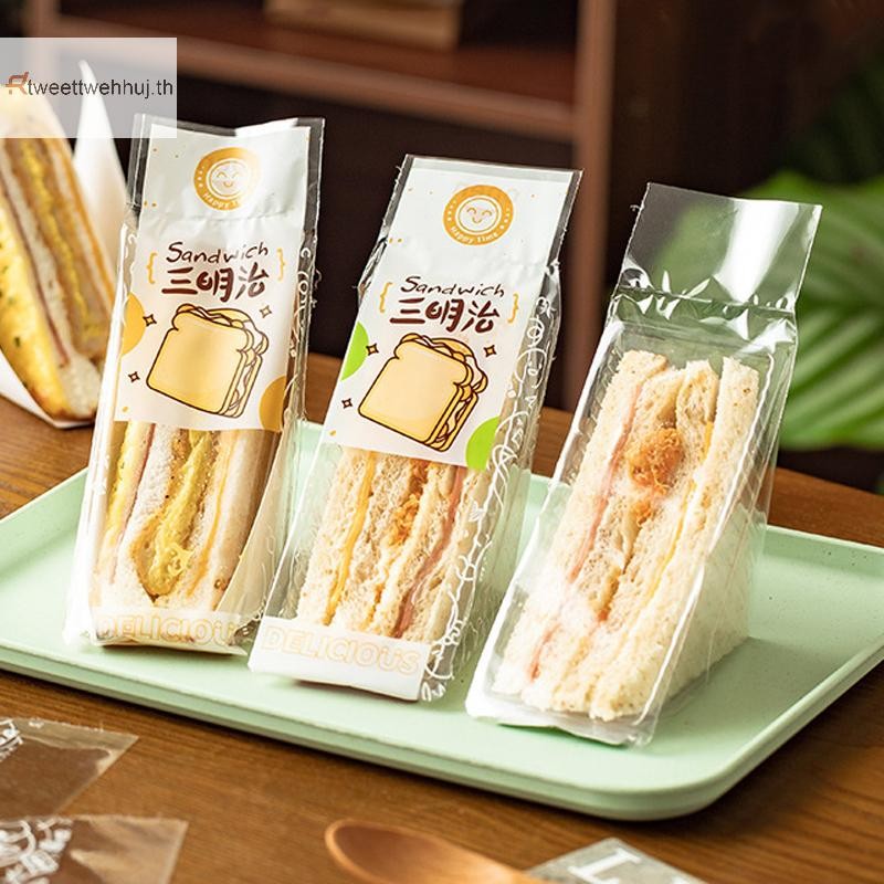 Tw 100 ชิ้นแซนวิช Wrappers พิเศษทิ้งง่ายฉีกขาดสามเหลี่ยมโปร่งใสเค้กเบเกอรี่ถุงบรรจุภัณฑ์ขนมปัง huj – โปรปัง