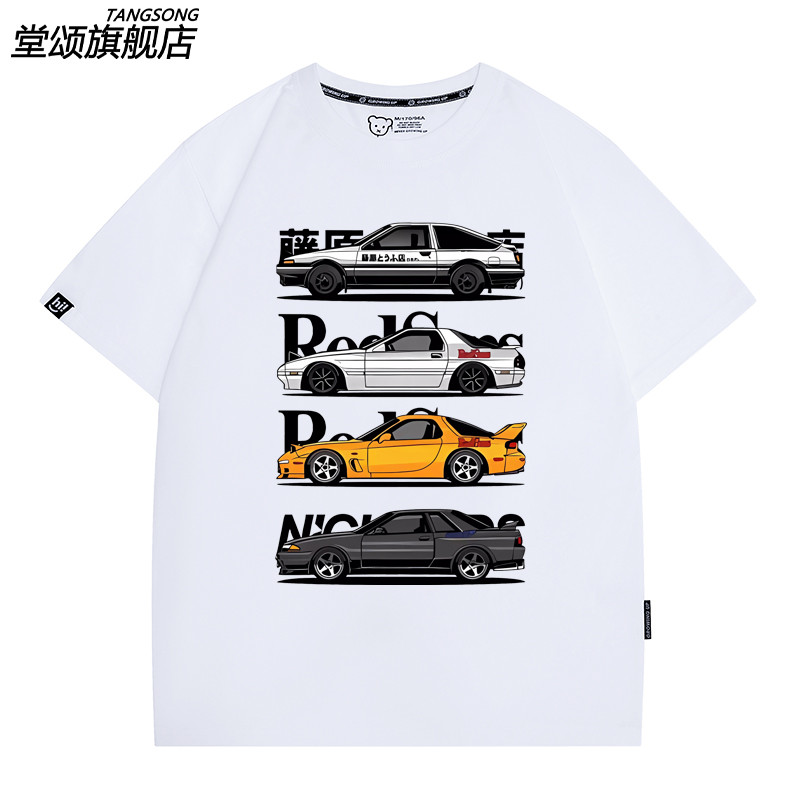 เสื้อยืดผ้าฝ้าย 100% ออกแบบ tema Fujiwara Takumi AE86 United Retro Anime สำหรับผู้ชายและผู้หญิง