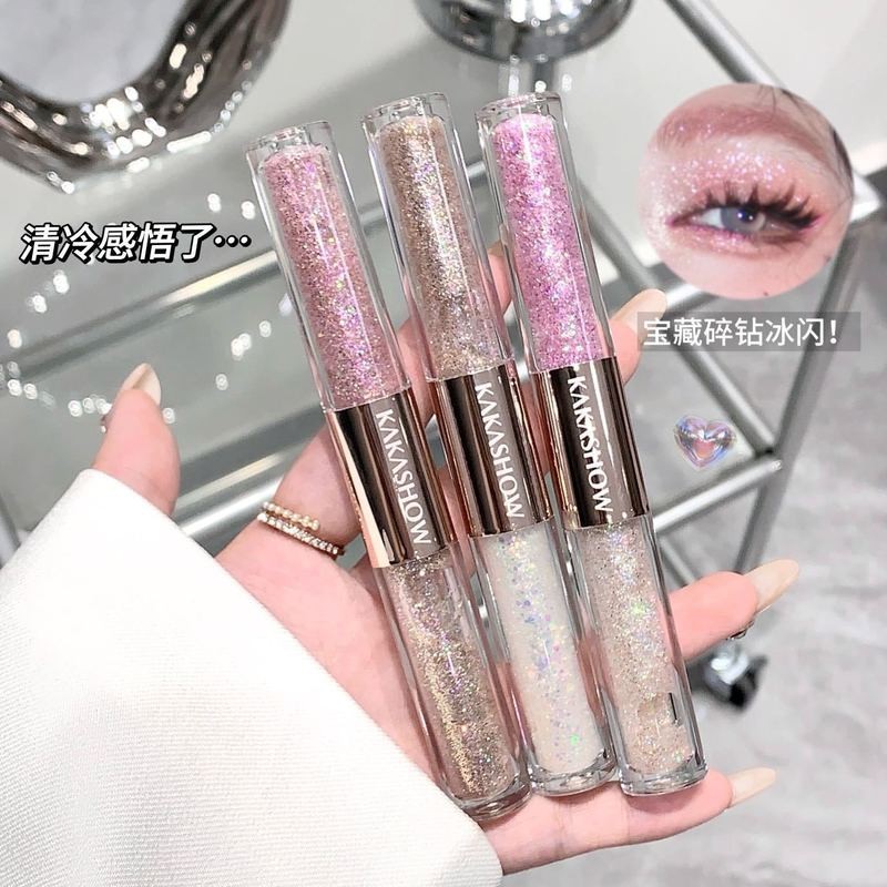 Daily Double Head Liquid Eye Shadow ระเบิดฟิล์มเงา One Drop of Tear Pearl Light แนวนอน Silkworm Brightening Highlight Liquid