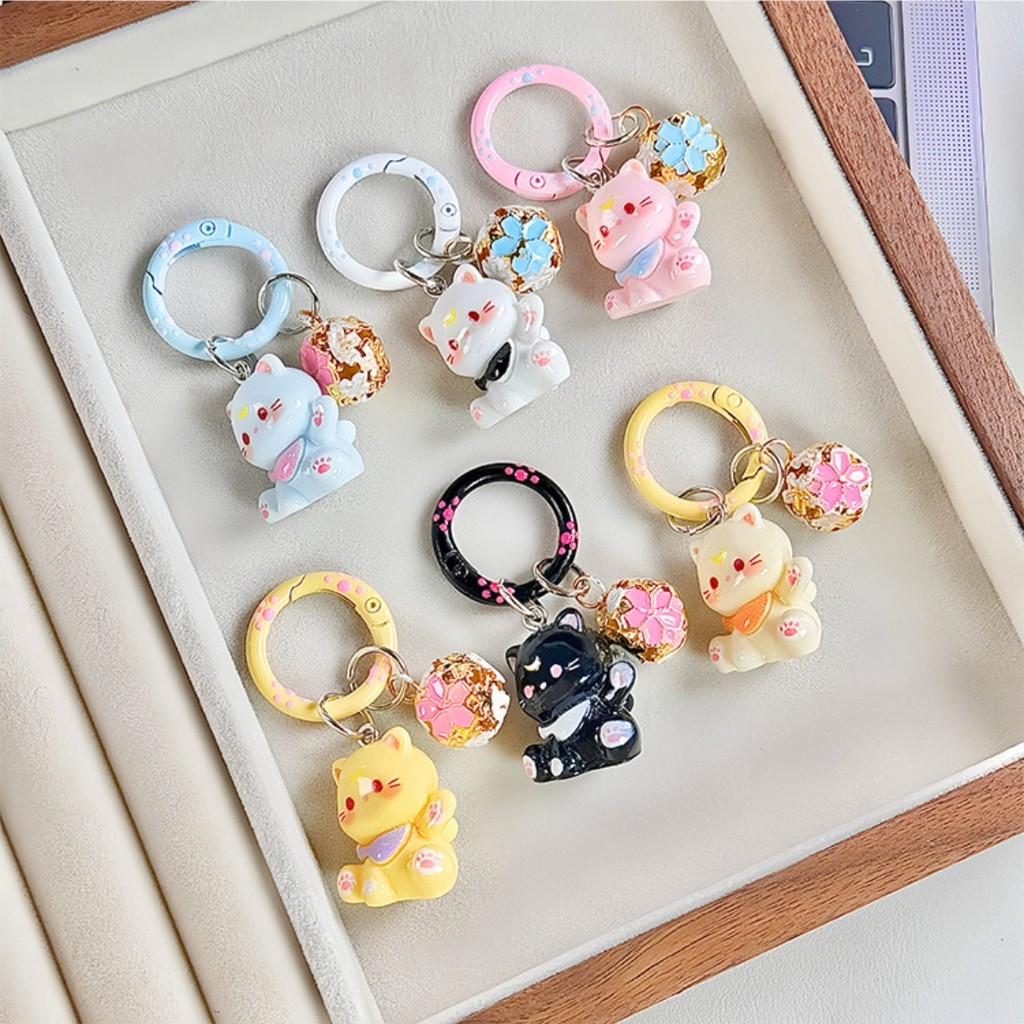 Creative Bell Cat พวงกุญแจ Kawaii สัตว์เลี้ยง Kitty พวงกุญแจกระเป๋าถือจี้ของขวัญเครื่องประดับของที่ระลึก