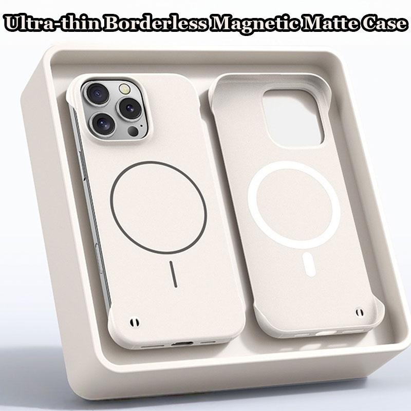 Ultra-thinไร้ขอบแม่เหล็กSkin-feel MatteสําหรับiPhone 12 13 14 15 16 17 PRO MAXกรณี14/15/16 PLUSป้องกันกล้องครึ่งEnclosed PCปกหลัง