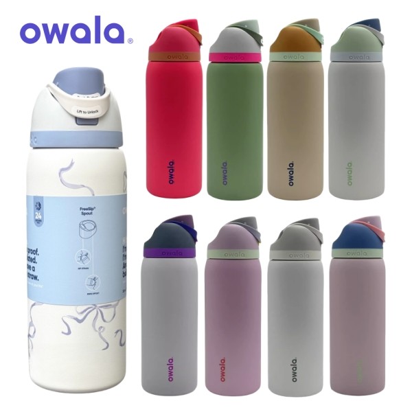 24oz/ 32oz Owala Freesip ขวดน้ําฉนวนสูญญากาศสแตนเลสกีฬากลางแจ้งถ้วยออกกําลังกายมาพร้อมกับฟาง