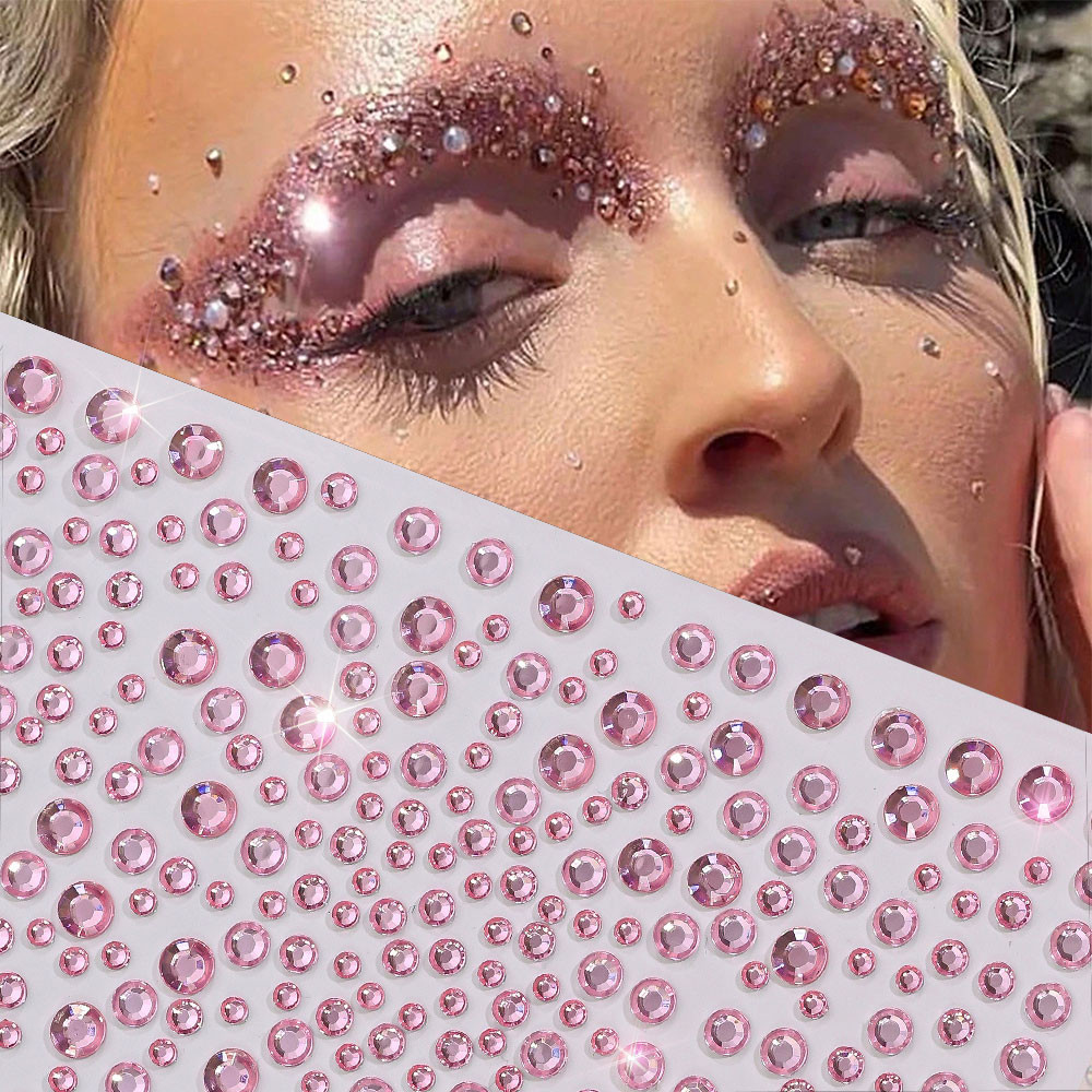 สติกเกอร์ประกายเพชร 3D Eye/Face/Body Glitter Rhinestones Tattoo สติกเกอร์ 3-5 มม. สำหรับแต่งหน้าและตกแต่งรอบอัญมณี