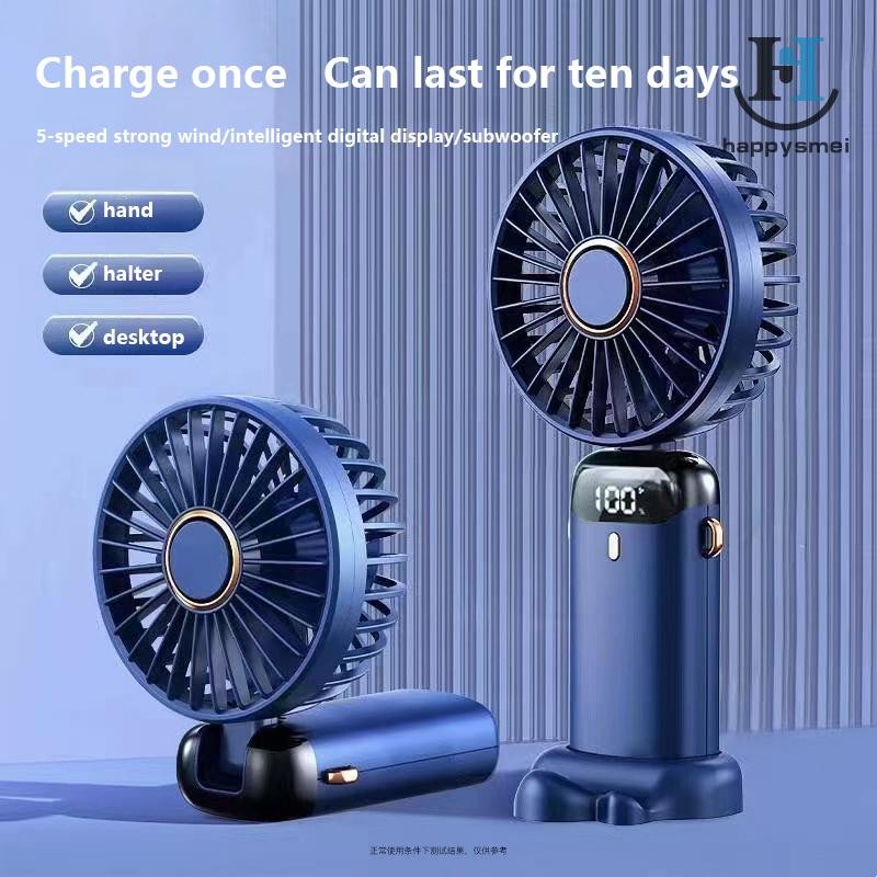 [GA] 6000mAh Handheld Mini Fan พับได้แบบพกพาคอแขวนพัดลม 5 ความเร็ว USB ชาร์จพัดลมพร้อมขาตั้งโทรศัพท์