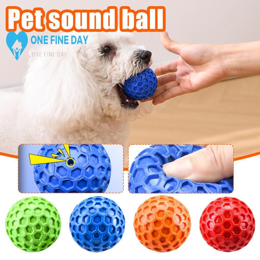 รังผึ้ง Sounding Ball สัตว์เลี้ยงของเล่นกัดทนยางนุ่ม Ball สัตว์เลี้ยงของเล่น Ball โยน P6t6