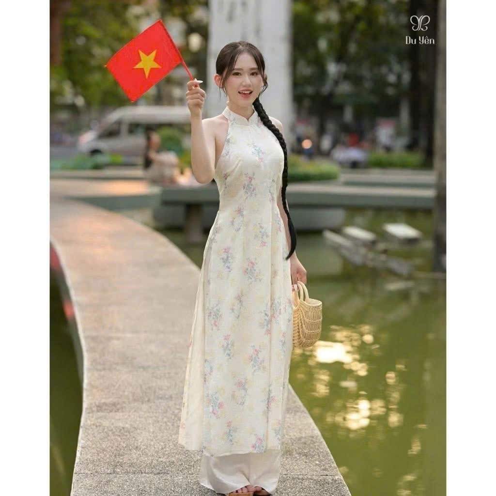 โมเดิร์น ao dai พร้อมปกบัว ภาพศิลปะ - Jan Store J46
