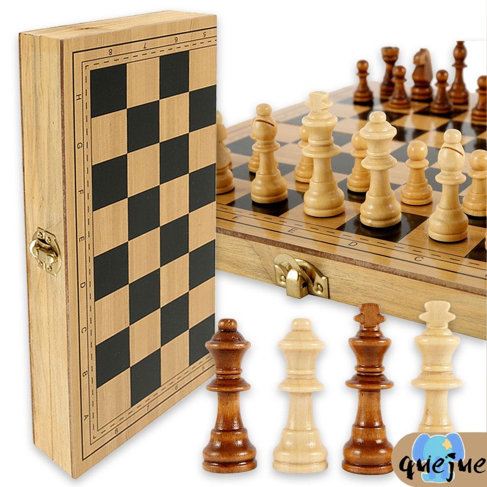 Woon Chess Set Folding Chess Board Game Set Portable Chess Checkers Suit Beginner Chess Set SHOPQJC7