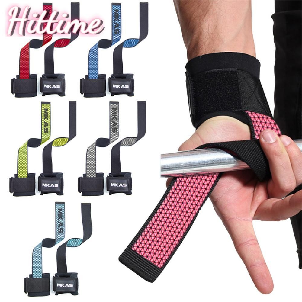 Hittime เวทยกน้ําหนัก Gym Anti-Slip Sport Safety สายรัดข้อมือสายรัดข้อมือ Cross fit Hand Grips เพาะก