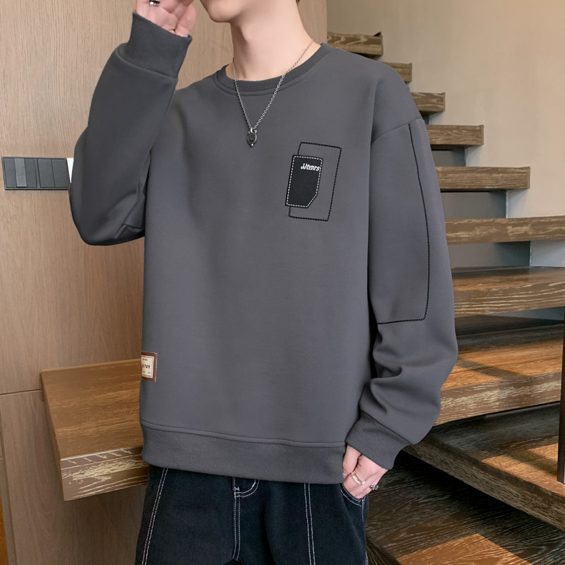 เย็บแพทช์รอบคอเสื้อกันหนาวหญิงหลวมทั้งหมดตรงกับการออกแบบฤดูใบไม้ร่วงฤดูหนาวสบายน้ําหนักเบาแนวโน้มการพักผ่อนกลางแจ้งหลายฉากปฏิบัติ
