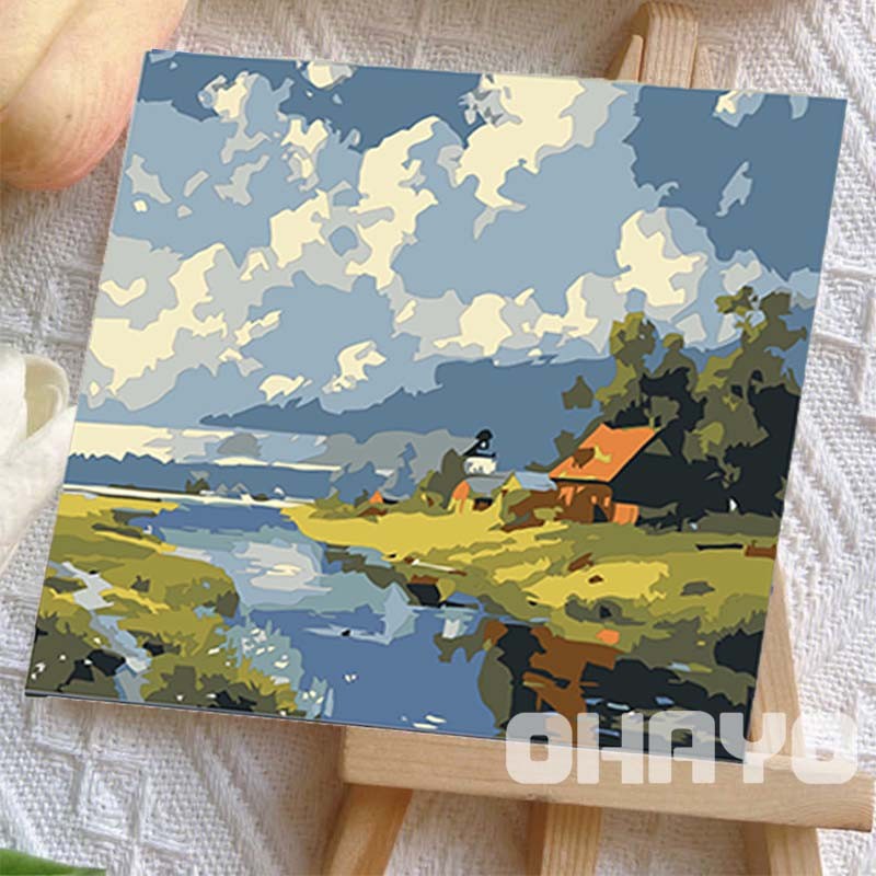 ohayo [มีเฟรม] 20*20 ซม ระบายสีตามตัวเลข ภาพวาดตกแต่งอะคริลิก ของขวัญที่ดีที่สุดสำหรับเด็ก ของขวัญ DIYระบายสีภาพ - รูปที่ 4