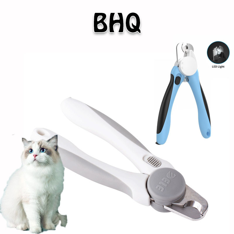 BHQ กรรไกรตัดเล็บสุนัข กรรไกรตัดเล็บแมว LED พร้อมไฟ พร้อมตะไบเหล็กเก็บซ่อน ป้องกันเลือดออก Pet Nail Clippers