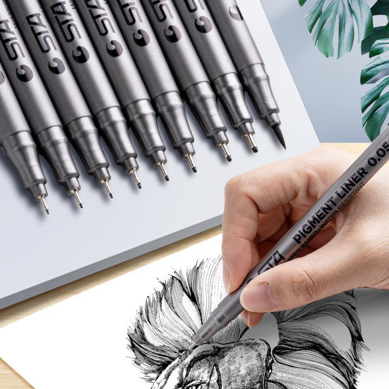 Qouzmo 1pcs Freehand Advanced Needle pen caricature Line Drawing Sketch pen Student Freehand pen art เครื่องเขียนโรงเรียน office