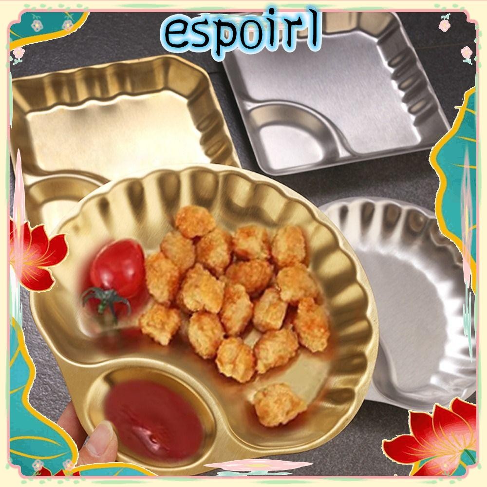 Espo จานขนม,สแตนเลสซิลเวอร์โกลด์เฟรนช์ฟราย,เชลล์สแควร์ห้องครัวพร้อมถ้วยซอสบนโต๊ะอาหารบาร์KTVร้านอาหาร