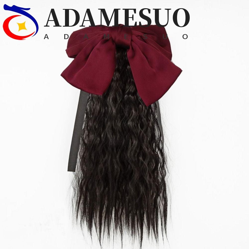 Adamesuo สีแดง Bows Knot หางม้าปาร์ตี้เท็จนุ่มเด็ก Headwear ของขวัญวันเกิดเด็กสาวตกแต่งเจ้าหญิงต่อผม
