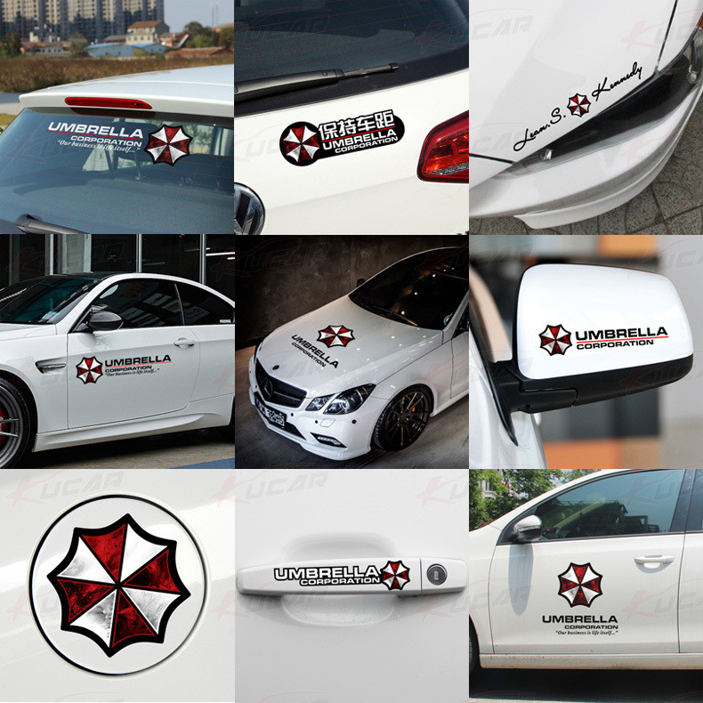 SGLink สติ๊กเกอร์ Resident Evil Scratching Block ร่มสร้างสรรค์ประตูทั้งสองด้านตกแต่ง Decals ข้อความ