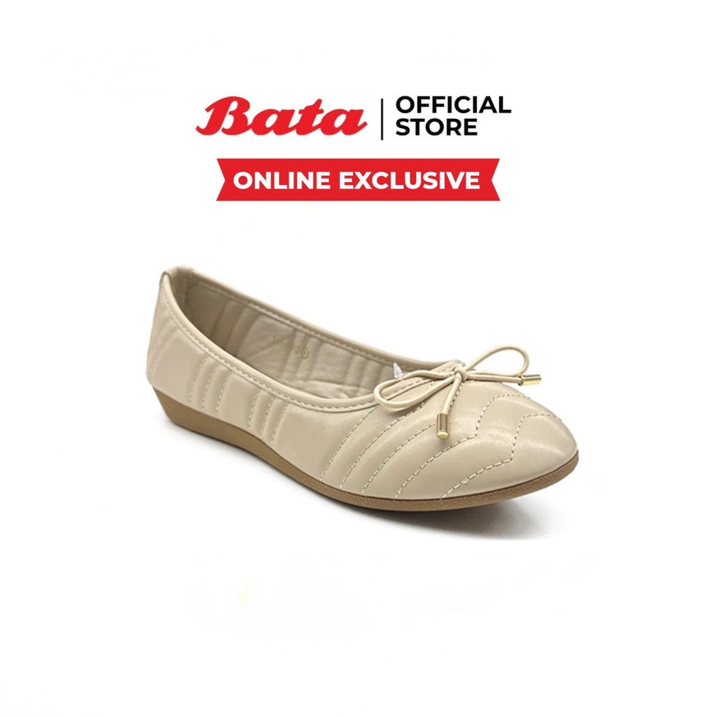 Online Exclusive Bata บาจา รองเท้าบัลเล่ต์แบบสวมสำหรับผู้หญิง รุ่น BANIKA สีบรอนซ์ 5800040 สีเขียว 5807040 สีดำ 5806040