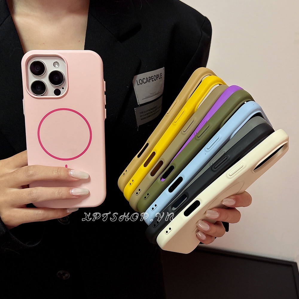 Fine Circle Magneticซิลิโคนเหลวเคสโทรศัพท์สําหรับiPhone 16 Pro Max 16 Pro 16 Plus 15 Pro Max 14 13 12 11 Pro Maxกันกระแทกป้องกันปลอก
