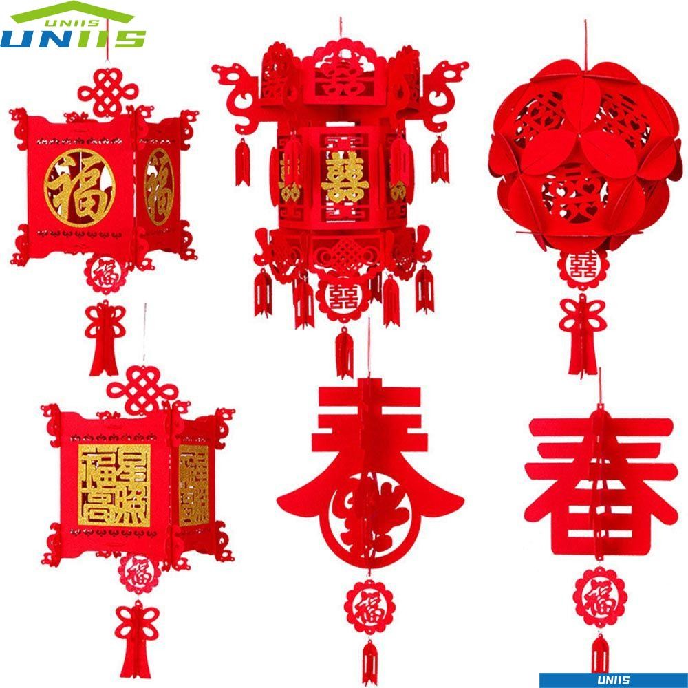 โคมไฟสีแดง UNIIS ตรุษจีนสีแดง เทศกาลโคมไฟตกแต่งเทศกาล