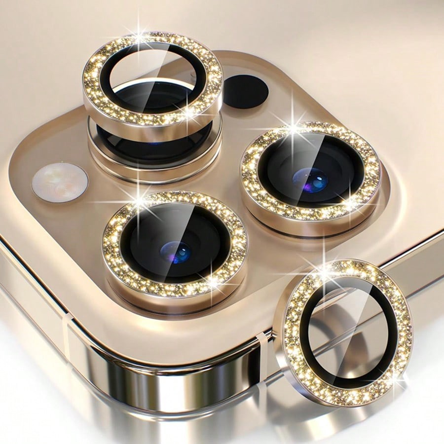 Sparkly Rhinestoneกล้องเลนส์ProtectorสําหรับiPhone 17 16 15 14 13 12 11 Pro Max Mini 15 16 Plusป้องกันหน้าจอฟิล์ม