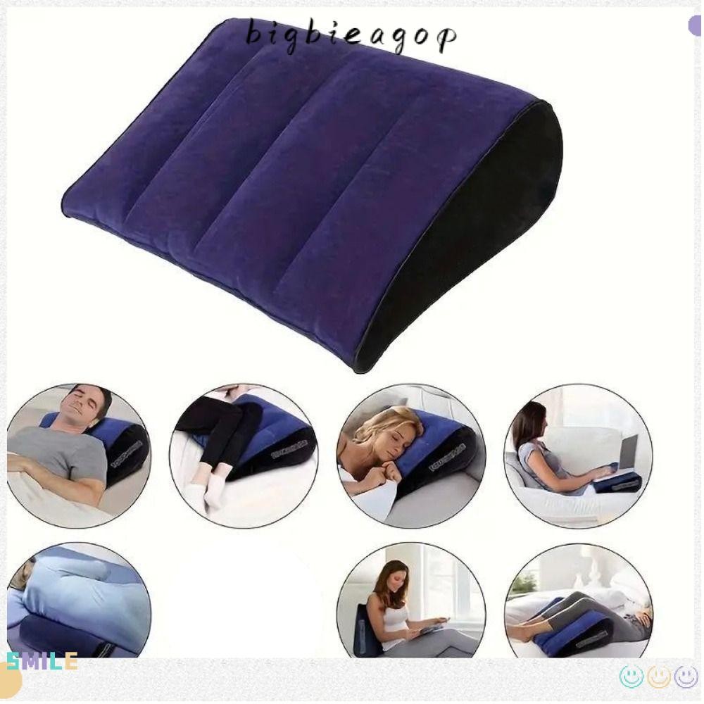 หมอนซิลิโคน BIGBIEGOP, สีฟ้า + สีดํา PVC Flocking Magic Cushion, นุ่มสามเหลี่ยมกระบอก Wedge Inflatable สามเหลี่ยม Pad Home