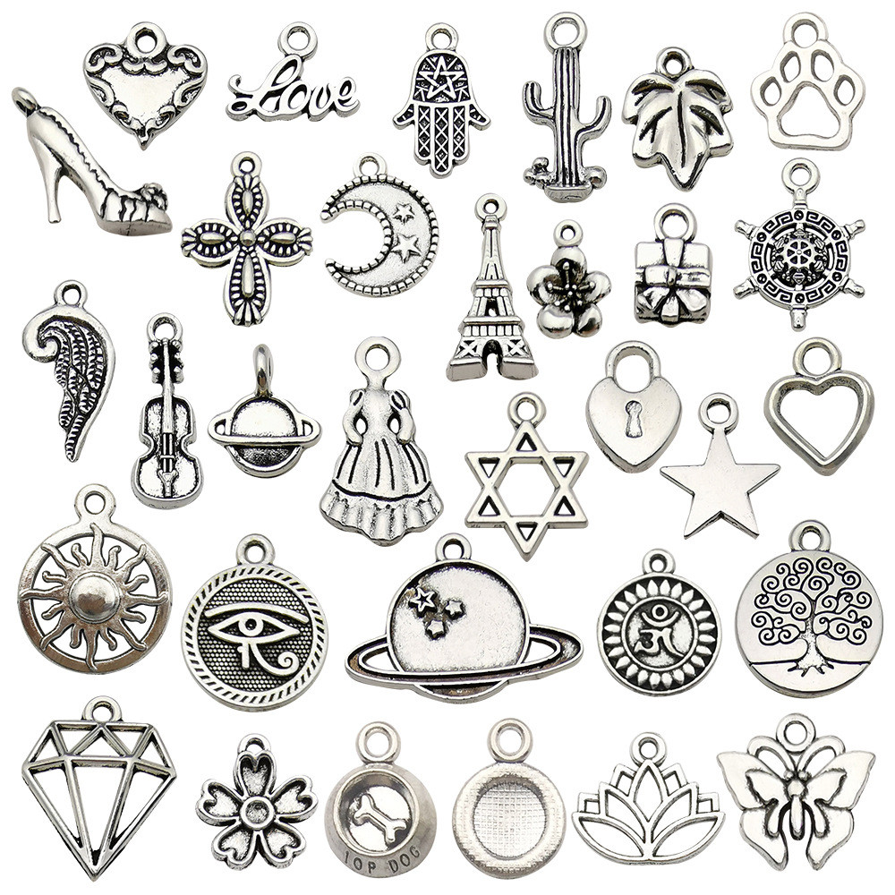 เครื่องประดับโลหะผสมเงินทิเบตวินเทจจี้สร้อยข้อมือ DIY สร้อยคออุปกรณ์เสริม