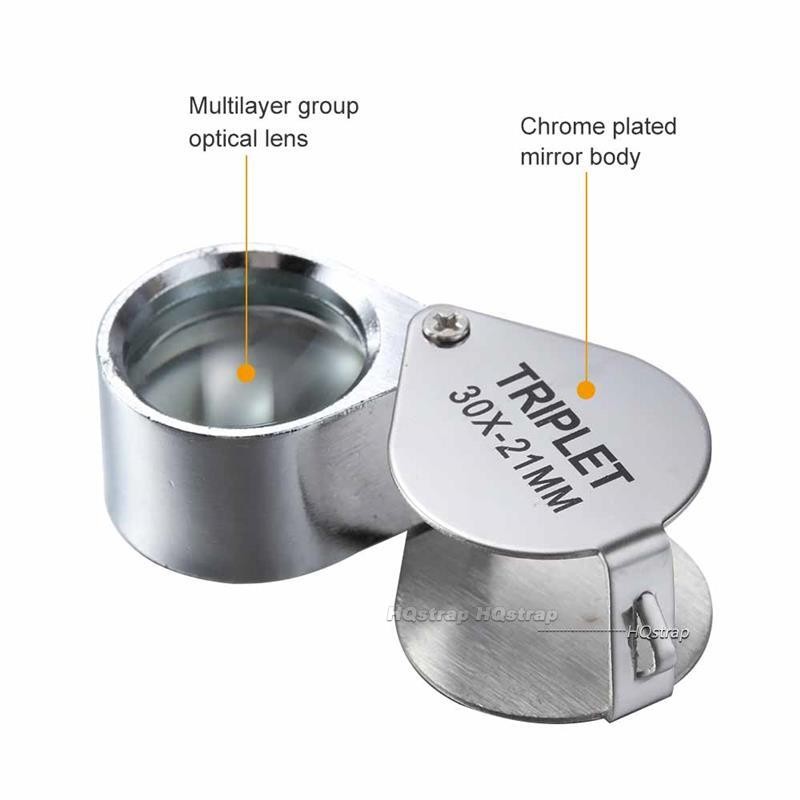 เครื่องประดับโลหะแว่นขยาย Jewelers Eye เครื่องมือนาฬิกาอุปกรณ์เสริม Jewellery พับ Loupe แก้วเลนส์ขยาย Triplet แก้วเครื่องประดับเพชร
